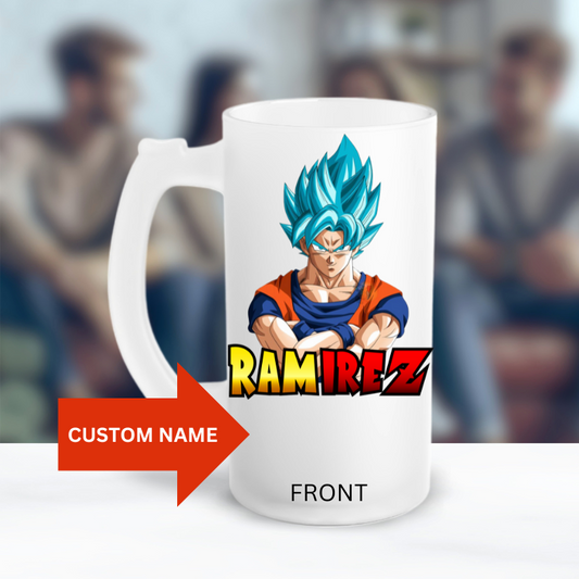 Goku Custom Frosted Glass Mug 16oz