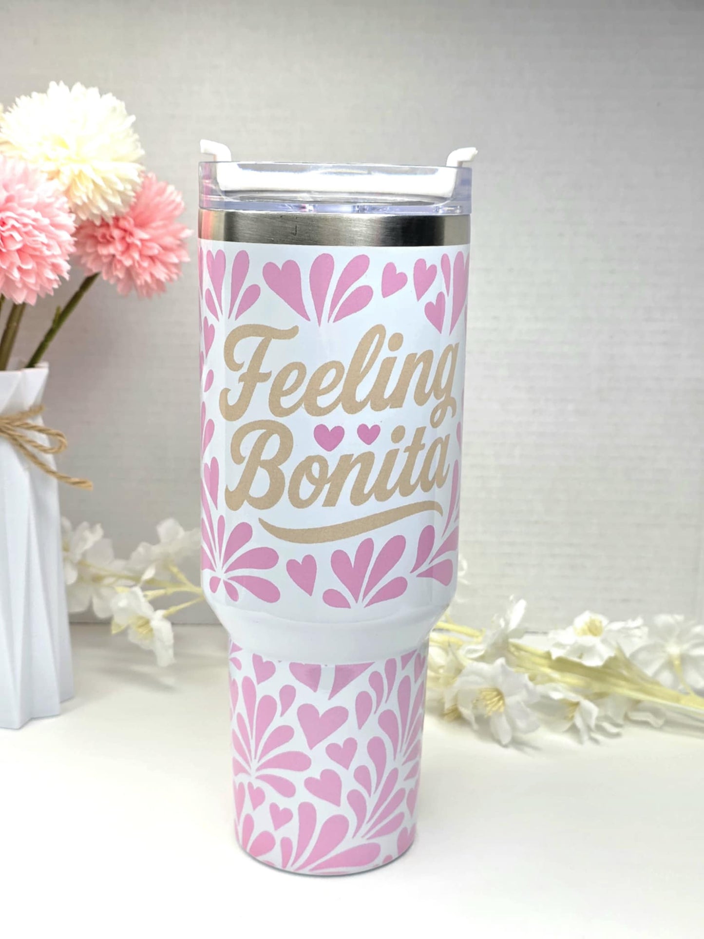 Mexican Talavera 40oz Tumbler, Gift for Her with Talavera Design, Talavera Gifts for Her, Mexican Talavera, Cafecito Tumbler, Latina Gift, Mexican Gift for Women (Copy)