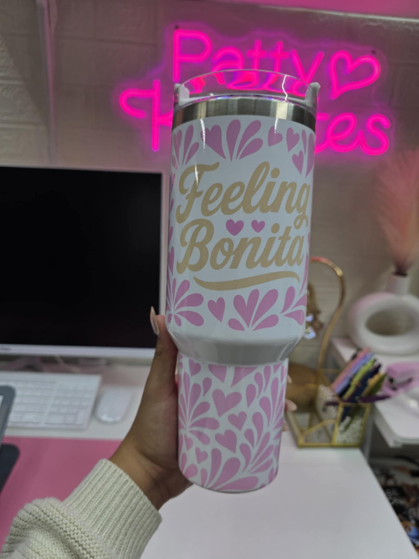 Mexican Talavera 40oz Tumbler, Gift for Her with Talavera Design, Talavera Gifts for Her, Mexican Talavera, Cafecito Tumbler, Latina Gift, Mexican Gift for Women